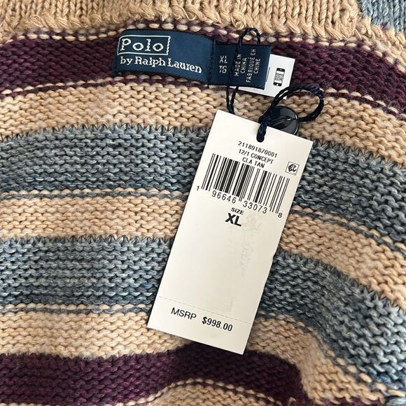 Polo by Ralph Lauren Geo-Motif Shawl Linen-Blend Cardigan, New, Size XL - Picture 15 of 16